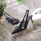 Women's shoes spring leather pointed shallow mouth stiletto heels sandals women