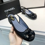 sandals women's buckle with round head high heels with female thick heel color matching shallow mouth shoes