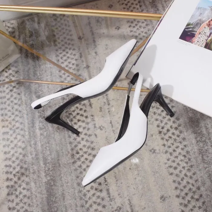 Women's shoes spring leather pointed shallow mouth stiletto heels sandals women