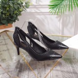 Women's shoes spring leather pointed shallow mouth stiletto heels sandals women