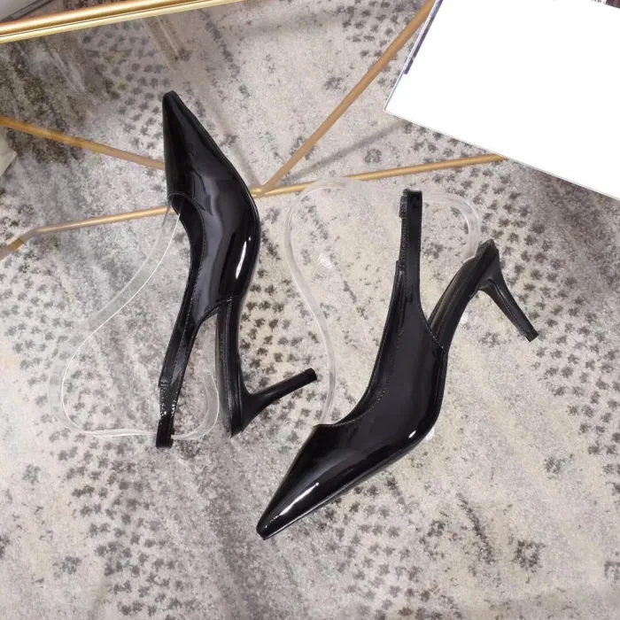 Women's shoes spring leather pointed shallow mouth stiletto heels sandals women