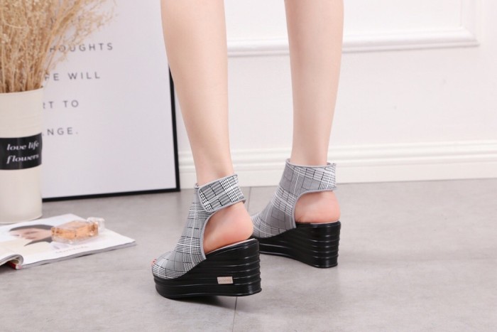 lattice wedge with waterproof platform large size single shoes casual