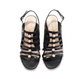 summer sandals women's leather high heel sandals casual wedges sheepskin pearl jewelry women's shoes