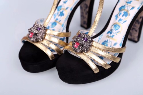 Leather thick heel high heel sandals female summer wild waterproof platform word buckle thin belt high heels