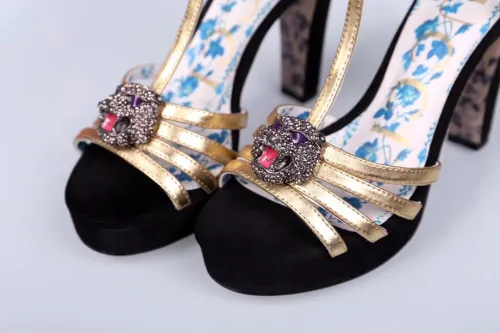 Leather thick heel high heel sandals female summer wild waterproof platform word buckle thin belt high heels
