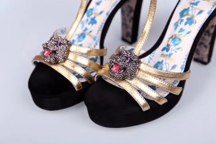 Leather thick heel high heel sandals female summer wild waterproof platform word buckle thin belt high heels