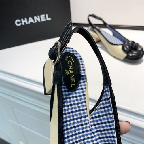 sandals women's buckle with round head high heels with female thick heel color matching shallow mouth shoes