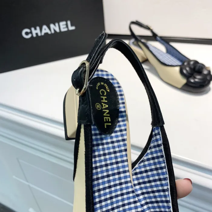 sandals women's buckle with round head high heels with female thick heel color matching shallow mouth shoes