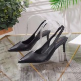 Women's shoes spring leather pointed shallow mouth stiletto heels sandals women