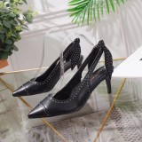 Women's shoes spring leather pointed shallow mouth stiletto heels sandals women
