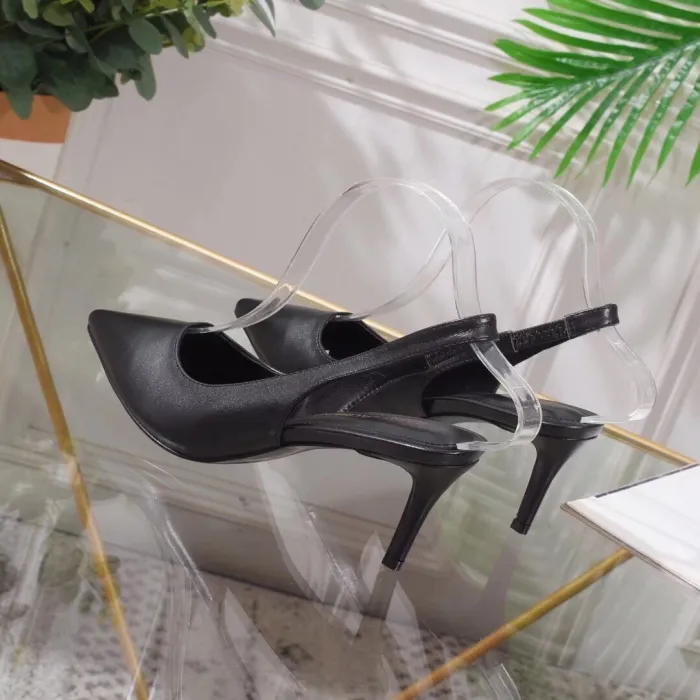Women's shoes spring leather pointed shallow mouth stiletto heels sandals women