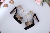 Leather thick heel high heel sandals female summer wild waterproof platform word buckle thin belt high heels
