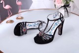 Leather thick heel high heel sandals female summer wild waterproof platform word buckle thin belt high heels