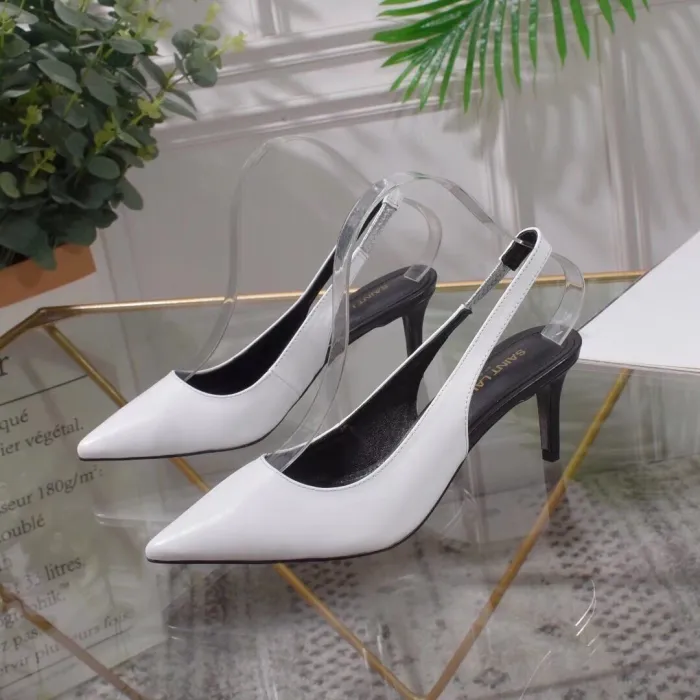 Women's shoes spring leather pointed shallow mouth stiletto heels sandals women
