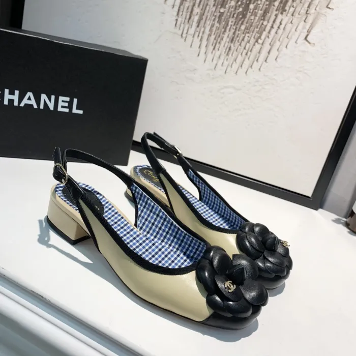 sandals women's buckle with round head high heels with female thick heel color matching shallow mouth shoes