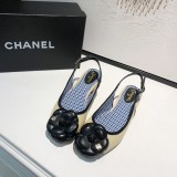sandals women's buckle with round head high heels with female thick heel color matching shallow mouth shoes