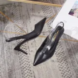Women's shoes spring leather pointed shallow mouth stiletto heels sandals women