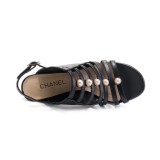 summer sandals women's leather high heel sandals casual wedges sheepskin pearl jewelry women's shoes