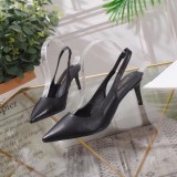 Women's shoes spring leather pointed shallow mouth stiletto heels sandals women