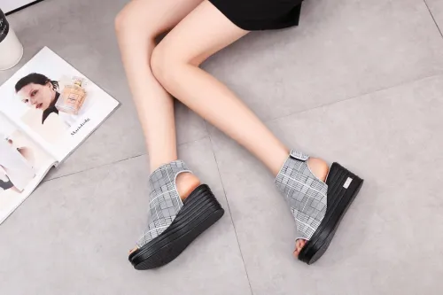 lattice wedge with waterproof platform large size single shoes casual