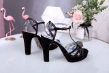 Leather thick heel high heel sandals female summer wild waterproof platform word buckle thin belt high heels