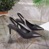 Women's shoes spring leather pointed shallow mouth stiletto heels sandals women