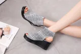 lattice wedge with waterproof platform large size single shoes casual