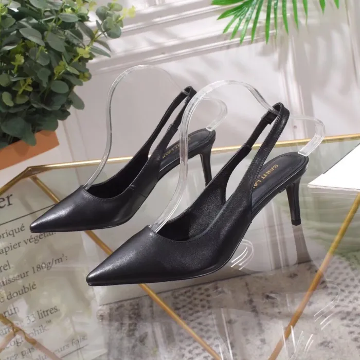 Women's shoes spring leather pointed shallow mouth stiletto heels sandals women