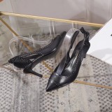 Women's shoes spring leather pointed shallow mouth stiletto heels sandals women