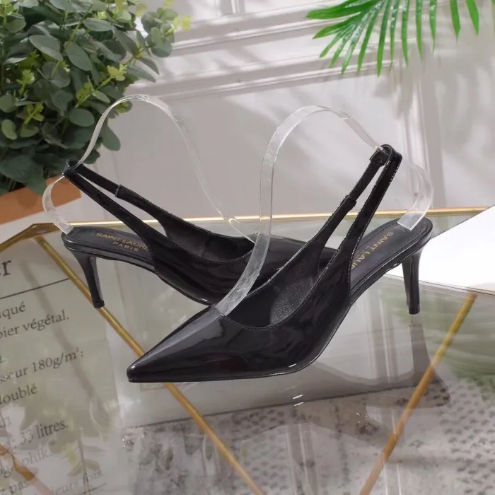 Women's shoes spring leather pointed shallow mouth stiletto heels sandals women