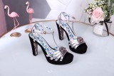 Leather thick heel high heel sandals female summer wild waterproof platform word buckle thin belt high heels