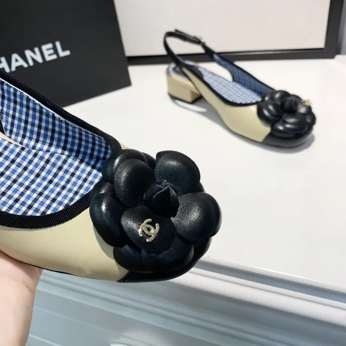 sandals women's buckle with round head high heels with female thick heel color matching shallow mouth shoes