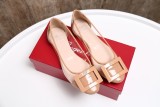 women's shoes summer round head square buckle stitching transparent set foot wild flat shoes