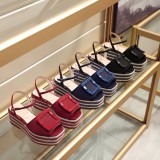 ummer woven thick-soled sandals open toe buckle shoes