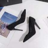 Spring black French girl high heels female pointed stiletto versatile single shoes