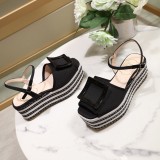 ummer woven thick-soled sandals open toe buckle shoes