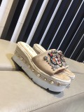 wild leather cherry rhinestone high heel rope bottom sandals and slippers cat head slippers women