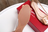 women's shoes summer round head square buckle stitching transparent set foot wild flat shoes