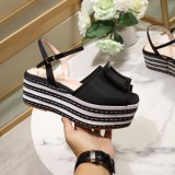 ummer woven thick-soled sandals open toe buckle shoes