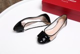 women's shoes summer round head square buckle stitching transparent set foot wild flat shoes