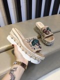 wild leather cherry rhinestone high heel rope bottom sandals and slippers cat head slippers women