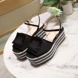 ummer woven thick-soled sandals open toe buckle shoes