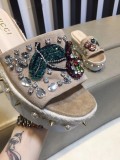 wild leather cherry rhinestone high heel rope bottom sandals and slippers cat head slippers women
