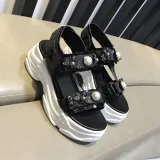 Summer pearl open toe leather thick-soled sponge cake Rome increased sandals women