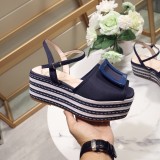 ummer woven thick-soled sandals open toe buckle shoes