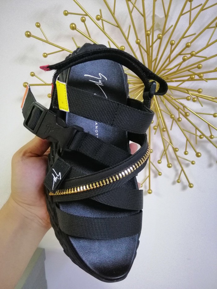 Summer leather luxury sports flat sandals zipper decorative platform Roman for men and women
