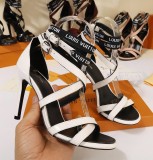 spring and summer models women's high heels with words open toe sandals black satin women's shoes round head stiletto shoes