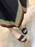 summer open-toe shoes flat with wild bow sandals and slippers
