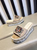 wild leather cherry rhinestone high heel rope bottom sandals and slippers cat head slippers women