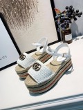 Spring and summer models handmade crochet thick-soled hemp rope wild casual sandals